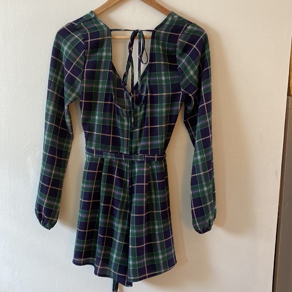 Mi ami plaid long sleeve romper - Picture 3 of 5